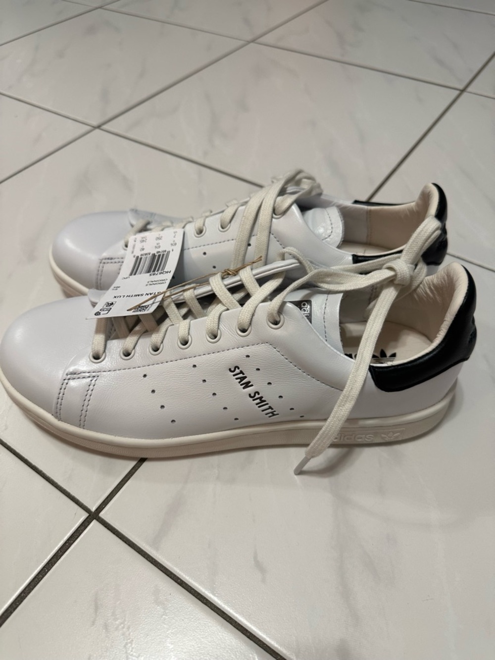 adidas White Leather Stan Smith Sneakers with Black Heel Tab (new with tags)